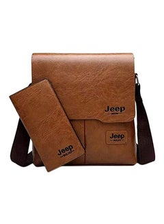 Buy Leather Crossbody Bag With Purse Brown in Saudi Arabia
