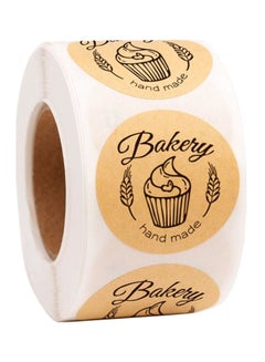 Buy 500-Piece Handmade Bakery Label Sticker Roll Brown in UAE