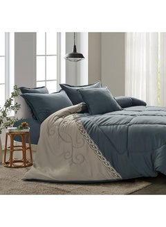 Buy 4-Piece Comforter Set Polyester Grey/Beige Single in Saudi Arabia