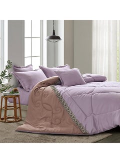 Buy 4-Piece Comforter Set polyester Purple/Beige Single in Saudi Arabia