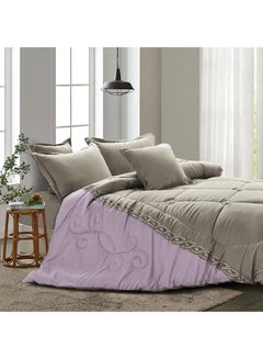 Buy 4-Piece Comforter Set Polyester Grey/Purple Single in Saudi Arabia