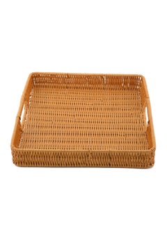 Buy Artificial Bamboo Square Tray Brown 34x34x5cm in Saudi Arabia