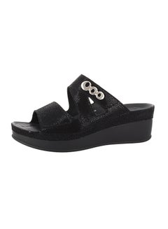 Buy Classic Shiny  Slip-On Sandals Black in UAE