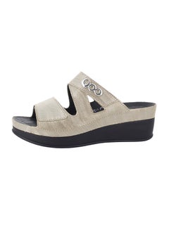Buy Classic Slip-On Sandals Beige/Black in UAE