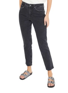 Buy Relaxed Mid Rise Jeans Black in Saudi Arabia