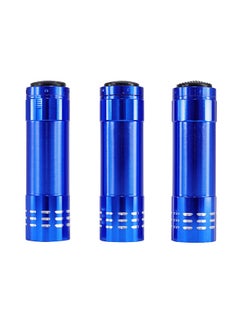 Buy 3-Piece LED Metallic Finish Flashlight Blue 7.5x8.5x2.5centimeter in Saudi Arabia