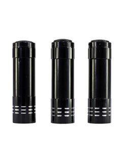 Buy 3-Piece LED Metallic Finish Flashlight Black 7.5x8.5x2.5centimeter in Saudi Arabia