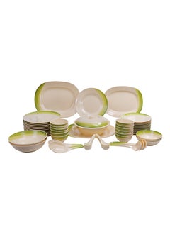 Buy 64-Piece Dinner Set Yellow/Beige in UAE