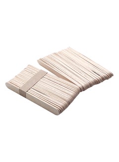 Buy 100-Piece Disposable Cosmetic Wooden Wax Spatulas Sticks For Hair Removal Beige in Saudi Arabia