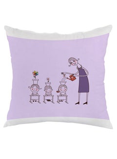 Buy Plant The Seeds Of Love In Children Printed Pillow Purple/Off White 40 x 40cm in UAE