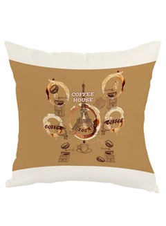 Buy Printed Square Shaped Throw Pillow White/Brown 40 x 40cm in Egypt