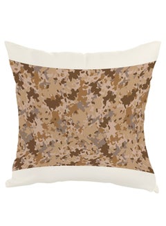 Buy Printed Square Shaped Throw Pillow White/Brown 40 x 40cm in Egypt