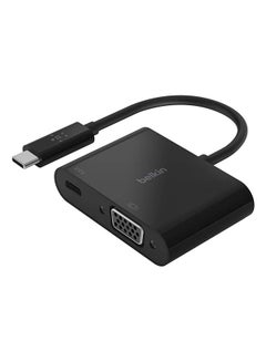 Buy USB-C To VGA Adapter + Charge (Supports HD 1080P Video Resolution, 60W) Black in Saudi Arabia