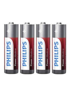 Buy 4-Piece Power Alkaline LR6 Battery Set White/Red/Silver in UAE