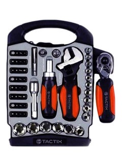 Buy Tactix 55-Piece Stubby Tool Set- Includes 32 CR-V Bits, Dual Head Stubby Ratchet, Stubby Adjustable Wrench, Sockets, Adaptor- Compact, Durable, Ideal for Home, DIY and Professional Use- 900154 Orange/Black in UAE