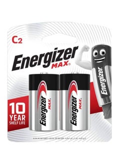 Buy 2-Piece Max C Alkaline Battery Silver/Black in Saudi Arabia