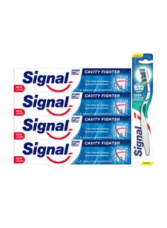 Buy Toothpaste Cavity Fighter With Toothbrush V-Clean 120ml Pack of 4 120ml in UAE