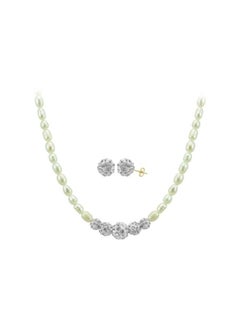 Buy 18 Karat Gradual Crystal Balls Strand Necklace With Earrings in UAE