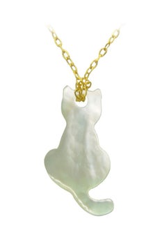 Buy 18K Gold Kitty Back Mother of Pearl Necklace in UAE