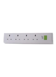 Buy 4-Way Electric Power Extension Socket With Switch White/Black in Saudi Arabia