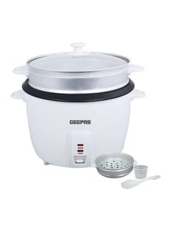 اشتري Electric Rice Cooker with Non-Stick Inner Pot and Toughened Glass Lid| Includes Cook, Steam, and Warm Functions| White Powder Coated Housing, Aluminum Outer Steamer 2.8 L 1000.0 W GRC4327 White/Black في السعودية