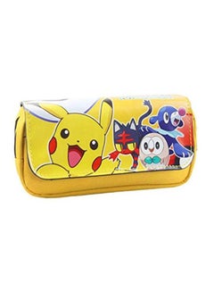 Buy Pokemon Printed Dual Compartment Pencil Case Yellow/Blue/Black in Saudi Arabia