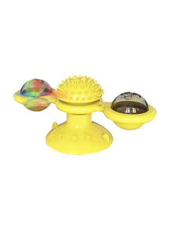 Buy Interactive Cat Toys with Suction Cup, Windmill Cats Toy Soft Scratch Hair Brush Silicone Transparent Ball Washable Cat Grooming Shedding Massage for Pet Cats (Yellow) Yellow 15.8cm in UAE