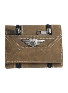 Buy Bi-Fold Leather Mens Wallet Brown in Saudi Arabia