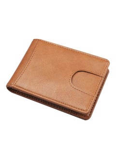 Buy Bi-Fold Leather Men's Wallet Brown in Saudi Arabia