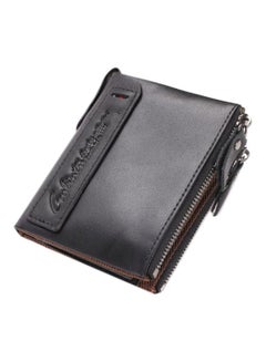 Buy Leather Double Zipper Wallet Black in Saudi Arabia