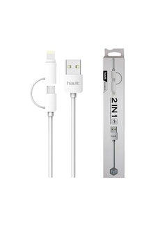 Buy 2-in-1 USB Micro And Lightning Cable White in UAE