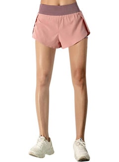 Buy 2-In-1 Mid Rise Elastic Waist Shorts Pink/Purple in UAE