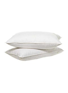 Buy 2-Piece Single Cord Pillow With Piping Cotton White 50x70cm in UAE