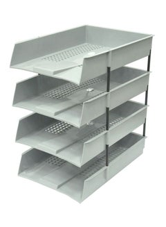 Buy Pack Of 4 A4 And F/S Office Trays Grey/Black in UAE
