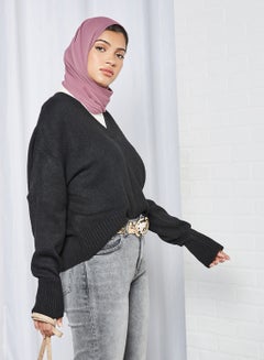 Buy V-Neck Sweater Black in UAE