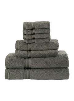 Buy 8-Piece 100% Combed Cotton 600 GSM Quick Dry Highly Absorbent Thick Bathroom Soft Hotel Quality For Bath And Spa Towel Set Includes 2xBath Towels (70x140 cm), 2xHand Towels (40x70 cm), 4xWashcloths (30x30 cm) Grey 70x140cm in UAE