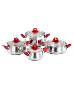 Buy 8-Piece Rosa Cookware Set Silver/Red 24 x 14cm in UAE