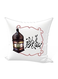 Buy Ramadan lantern Microfiber Printed Decorative Pillow White 50x70cm in UAE