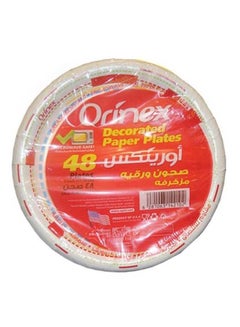 Buy 48-Piece Decorated Paper Plates Set White 7inch in Saudi Arabia