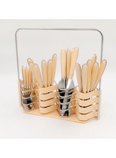 Buy Metal Fork And Spoon Set Beige/Silver 27x27cm in Saudi Arabia