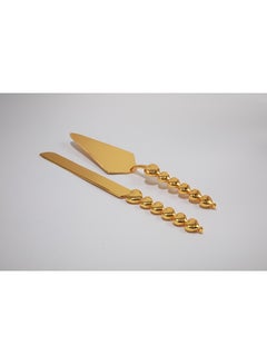 Buy Cake Shovel With Knife Gold 16x30cm in UAE