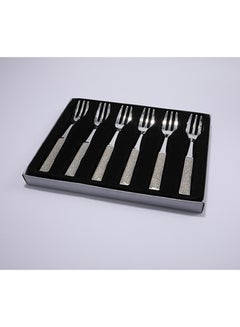 Buy 6-Piece Metal Fork Set Silver 22x14x2cm in Saudi Arabia