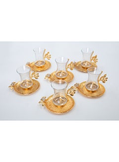 Buy Tea Cup With Saucer Set Gold/Clear 40x26x10cm in Saudi Arabia