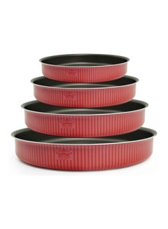 Buy 4-Piece Round Oven Dish Set Red 22, 24, 26, 28cm in Saudi Arabia