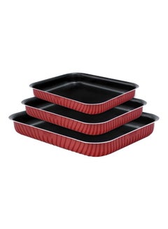 Buy 3-Piece Rectangular Oven Dish Set Red 31, 36, 41cm in Saudi Arabia