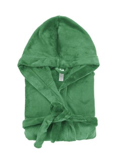 Buy 100% Polyester Highly Absorbent, Lightweight, Soft plush Kids Bathrobe for both Boys and Girls 240 GSM Hooded with Shawl Collar and Pockets Green in Saudi Arabia