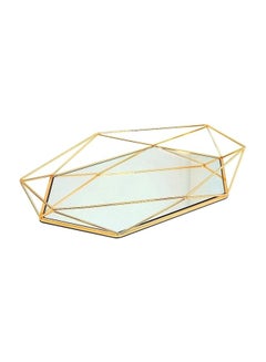 Buy Polygon Shaped Decorative Storage Tray Gold/Clear in UAE