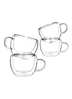 اشتري 4-Piece Heat Resistant Transparent Thermal Mug شفاف 150مل في السعودية