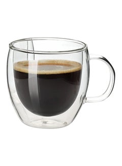 Buy Set of 2  Cofee Mugs With Handle Clear 250ml in Saudi Arabia