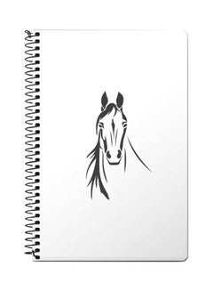 اشتري دفتر ملاحظات بسلك حلزوني مقاس A5 مطبوع بتصميم حصان عربي أبيض/ أسود في الامارات